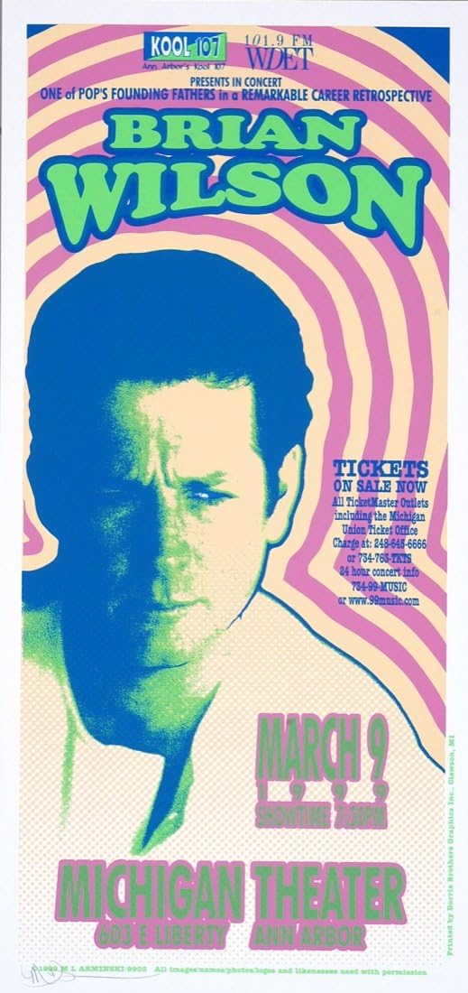 Brian Wilson Poster Michigan Theater 1999 Original Signed Silkscreen Mark Arminski At Amazon S Entertainment Collectibles Store