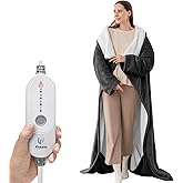 Kozyus Wearable Heated Blanket with Foot Pocket & Sleeves, Electric Blanket Heated Robe for Women & Men, 5 Heat Settings, 3H Auto-Off, Machine Washable, ETL Certified, Gift-Ready, 50x70 Inches, Grey
