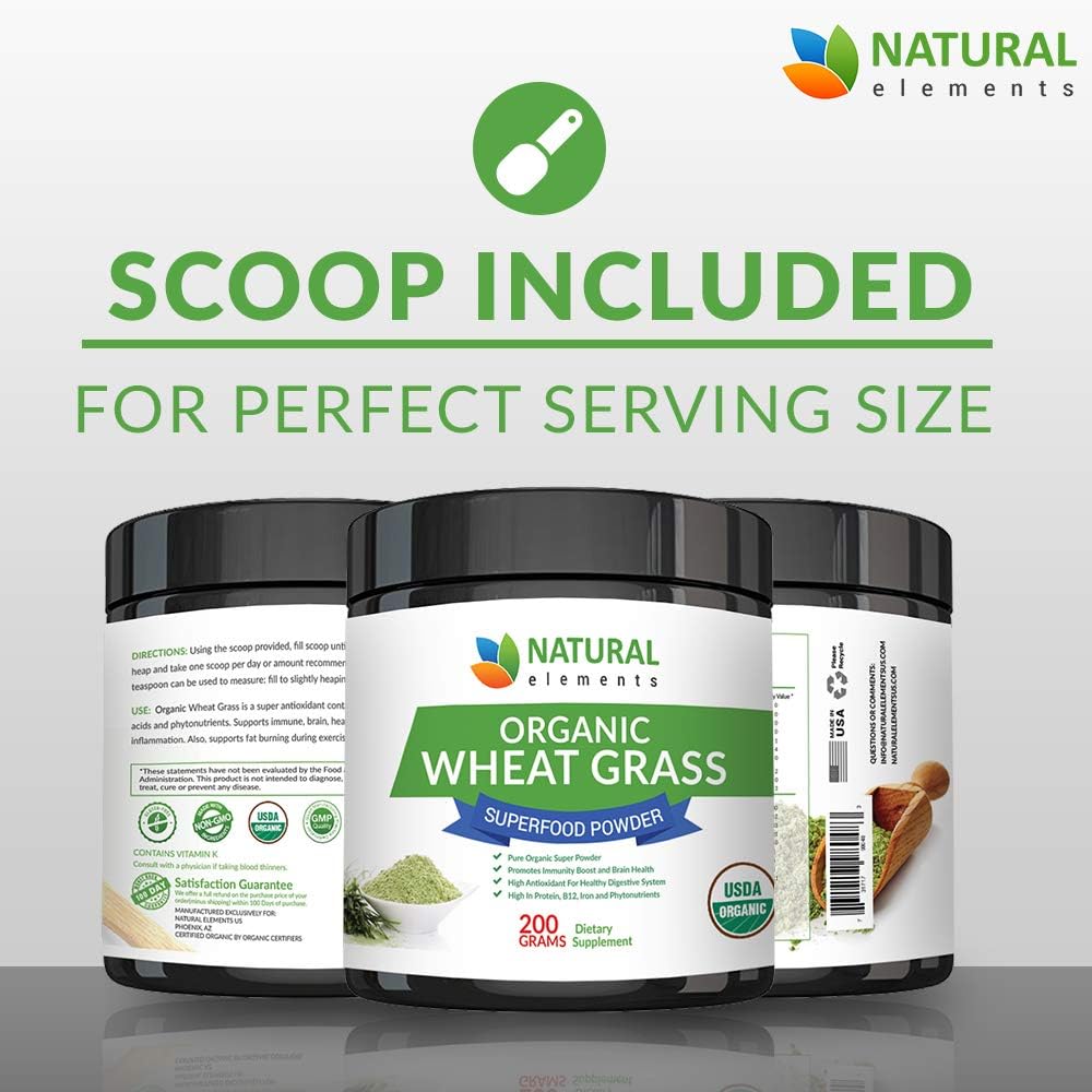 Wheatgrass Powder - USDA Certified Organic Wheat Grass Powder That Is Rich In Essential Amino Acids, Chlorophyll, Antioxidants, Fatty Acids, Minerals & Vitamins - US Grown - Vegan & Non-GMO Superfoods: Health & Personal Care