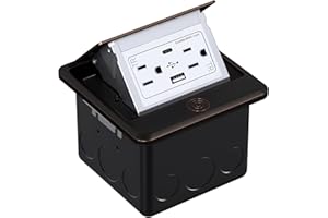 WEBANG Pop Up Floor Outlet Box with 15 Amp Tamper-Resistant USB 5V/4.8A Recepatacle Outlet, Corrosive Resistant Hardware, ETL