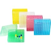CryoKing 81-Well Cryo Boxes, 2 in, PP, Assorted Color, Pack of 5 | Polypropylene Cryoboxes, Numbered Grids for Sample Identification, Drain Holes and Air Vents Minimize Condensation