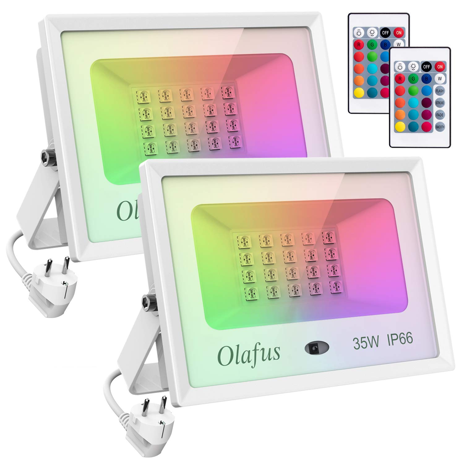 Faro Led RGB da Esterno 20W con Telecomando e Staffa per Parete Protezione IP65