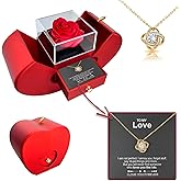 WLWXMH 2025 Preserved Red Rose With Hollow Clavicle Necklace, Jewelry Boxes with Necklace, Present Box For Girlfriend,Wife,Mom