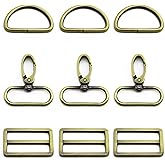 MELORDY 15Pcs Metal Swivel Snaps Hooks with D Rings and Tri-Glides Slide Buckles for Key Lanyard Purse Bag Straps Dog Collars DIY Sewing Hardware Craft (1-1/2 inch,Brass)