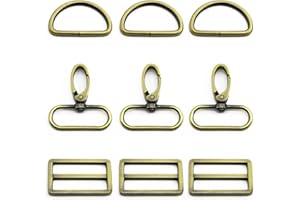 MELORDY 15Pcs Metal Swivel Snaps Hooks with D Rings and Tri-Glides Slide Buckles for Key Lanyard Purse Bag Straps Dog Collars DIY Sewing Hardware Craft (1-1/2 inch,Brass)