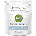 Heritage Park All-Purpose Shore Breeze, Lightly Scented, pH-Neutral Laundry Detergent - Stain-Fighting Enzymes, Ultra Concentrated (64 fl oz Refill Pouch)
