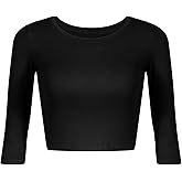 Artivaly Women Slim Fit Basic Round Neck 3/4 Sleeve Casual Y2K Cute Yoga Crop Top Workout Shirts