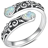 BEILIN Natural Moonstone Rings for Women Adjustable 925 Sterling Silver Sunflower Thumb Ring Gemstone Rings Vintage Jewelry Gifts