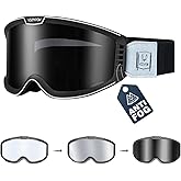 VOZAPOW Photochromic Motorcycle Goggles Anti Fog, OTG Dirt Bike Motocross Goggles UV Protection for Men Women MX Accessories