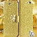 iPhone 6s Plus Case,IC ICLOVER Luxury Bling Flip Glitter Fashion Diamond Leather Card Wallet Case Cover iPhone 6s Plus/iPhone 6 Plus 5.5 inch,Gold