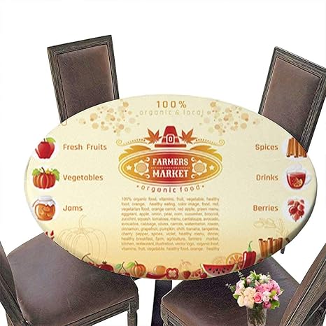 Amazon Com Polyester Fabric Round Tablecloth Autumn