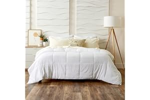 Cosy House Collection Luxury Down Alternative Comforter - Rayon Derived from Bamboo - Bedroom Essentials - All Season Use - Box Stitch Construction & Duvet Loops (King/Cal King White)