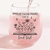 TIAOFENGZHEN Cheeky Book Lover Gift Wine Glass – Christmas Gifts - 15oz Funny Wine Glass for Women, Book Lover Gifts, 15 oz Scratch-Resistant Wine Glasses, Dishwasher safe, New Years Gift