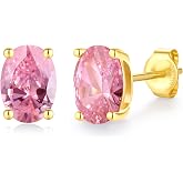 FANCIME 14K Solid Yellow Gold Oval Birthstone Stud Earrings for Women | 5x7mm Oval Gemstone, Four-Prong Setting, Birthday Anniversary Jewelry Gift for Her