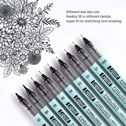 WRITECH Liquid Fineliner Pens Black Precision Multiliner Micro Pen 9
