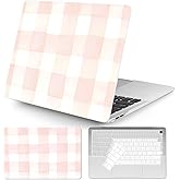 Seorsok Compatible with MacBook Air 13 Inch Case 2022 2021 2020-2018 Release A1932 A2179 M1 A2337,Cute Pink Retro Checkered Aesthetic Plastic Hard Case with Transparent Keyboard Cover,Pink Checkered