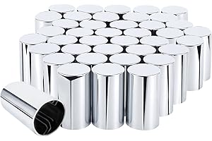 Cabtherlyn 33mm x 3 1/2" Lug Nut Cover ABS Chrome Plastic Cylinder Nut Cover, Push-On fit Hub Piloted Wheels, Complete Axle Cover Kits, Lug Nut Covers for Semi Trucks Trailers, 40 Pack