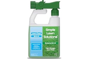 Maximum Green & Growth Fertilizer High Nitrogen 28-0-0 Liquid Lawn Food Spray Spring & Summer- Any Grass Type- Simple Lawn Solutions - Concentrated Quick & Slow Release Attached Sprayer (32 Ounce)