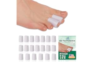 Pnrskter Gel Toe Protectors Tubes Sleeves - (20pcs-Medium) Toe Sleeves for Blisters, Corns, Calluses, Hammer Toes, Rubbing, a