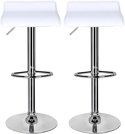 Bar Stools Set Of 2 White Bar Stool For Kitchens With Chrome Footrest And Base Swivel Gas Lift Leather Breakfast Bar Stool For Diningroom Counter Kitchen Home Furniture Amazon Co Uk Kitchen Home