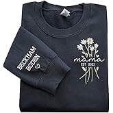 NAZENTI Personalized Flower Sweatshirt for Women, Embroidered Grandma Gift