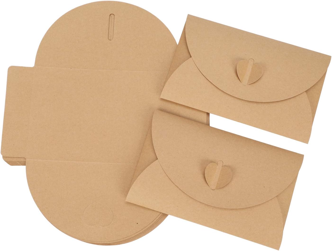 20pcs Retro Vintage Gift Card Envelopes Kraft Paper C6 Envelopes with Heart Clasp for Birthday Festival Greeting Cards Postcard Party Invitations Letters 11x17.5cm - Image 3