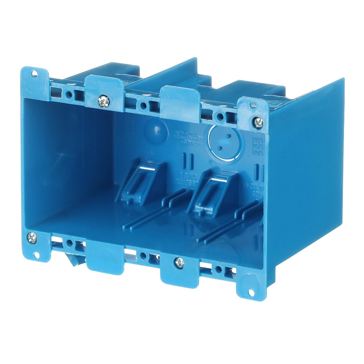 Carlon B355R 3-Gang Old Work Outlet Box with Swing Clamps, 55 cu. in., Blue PVC, for Secure Electrical Installations