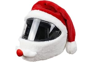 Large Hole,Highly Elastic,Soft Christmas Helmet Cover for Motorcycle with Funny Santa Xmas Hat Decoration Accessories, for Ou