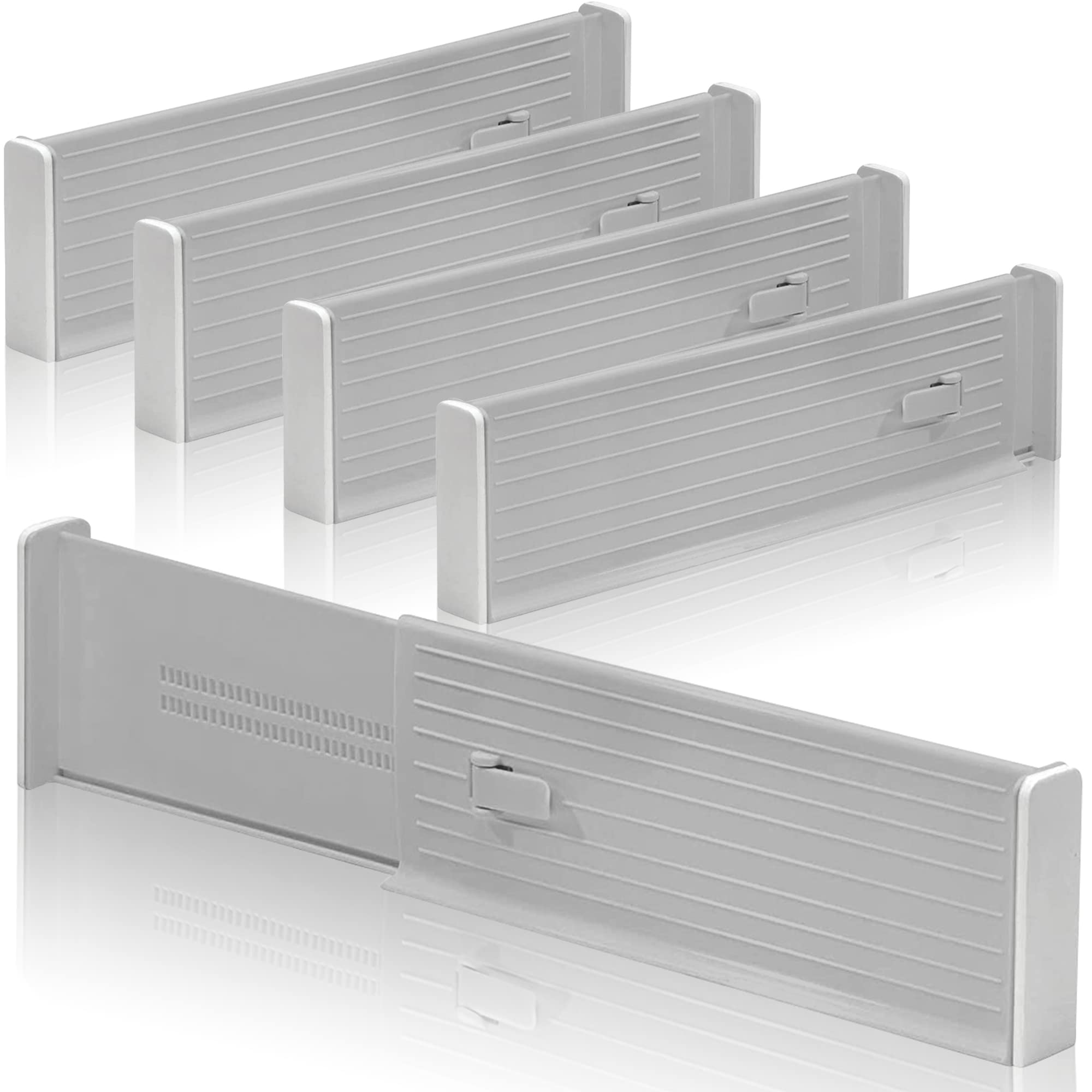 Lighterday 4-Pack Adjustable Drawer Dividers,Expandable Plastic Kitchen Clothes Drawer Organisers,Drawer Organiser Divider for Kitchen Bedroom Office Desk Drawer — image 1