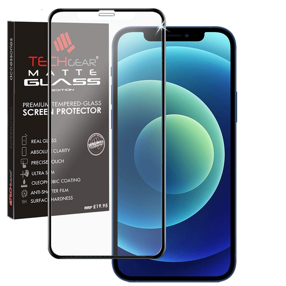 TECHGEAR Anti Glare Screen Protector for iPhone 12 Mini - MATTE 3D GLASS Edition Genuine Tempered Glass Full Screen Protector Guard Cover Compatible with iPhone 12 Mini 5.4"