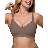 As Fairy Womens Soft Comfortable No Underwire Bras V Neck Seamless Push Up Bralettes Full Coverage Tshirt Brassiere