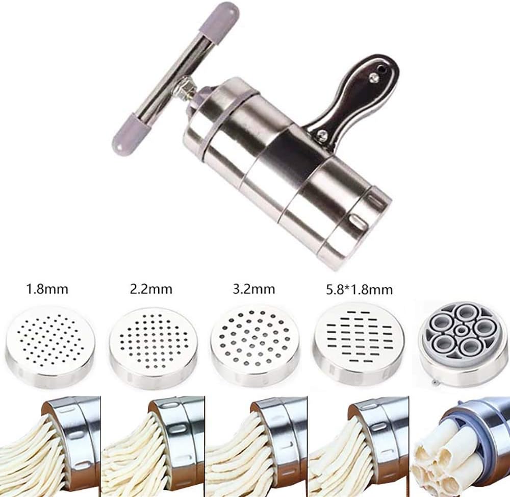 Multifunction Stainless Steel Noodle Maker With 5 Pressing Moulds Making Spaghetti Kitchenware Press Pasta Machine Fruit Juicer