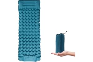 Afurkuot Self Inflating Sleeping Pad Single Air Mattress with Built-in Pillow & Foot-Pump Waterproof Single Inflatable Campin