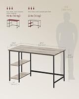 VASAGLE Computer Desk 120 x 60 cm Industrial Style LWD47MB Heather Greige Ink view 6
