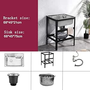 Fregadero Cocina Un Seno Fregadero Cocina de Acero Inoxidable 68 * 45Cm