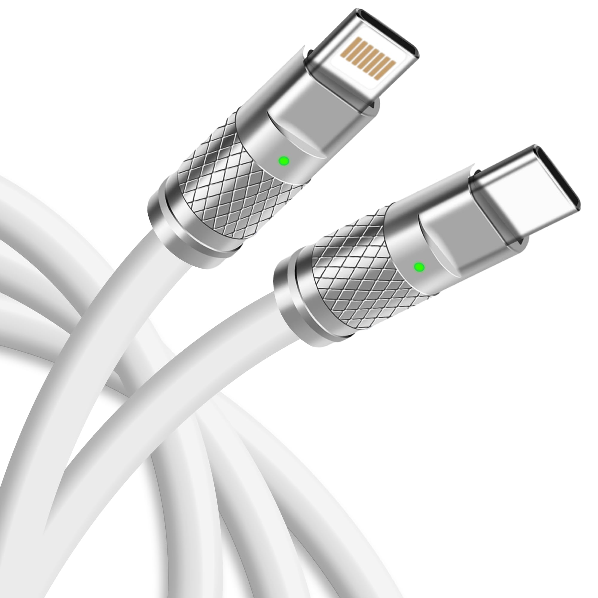 WATCHEM 6ft / 2M USB-C to iPhone Charging Cable - 27W Fast Charge, Durable Liquid Silicone, Data Transfer, Heavy Duty Type C Cord (WHITE)