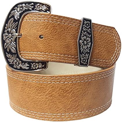 Wide Belt with Triple Edge Stitching in Tan LXL
