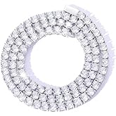BEIBEINOYA Tennis Necklace for Men & Women | High Polish Platinum Plated Chain with CZ | 5mm Adjustable Faux Diamond Necklace 16-24 Inch | Valentine's Day Gift