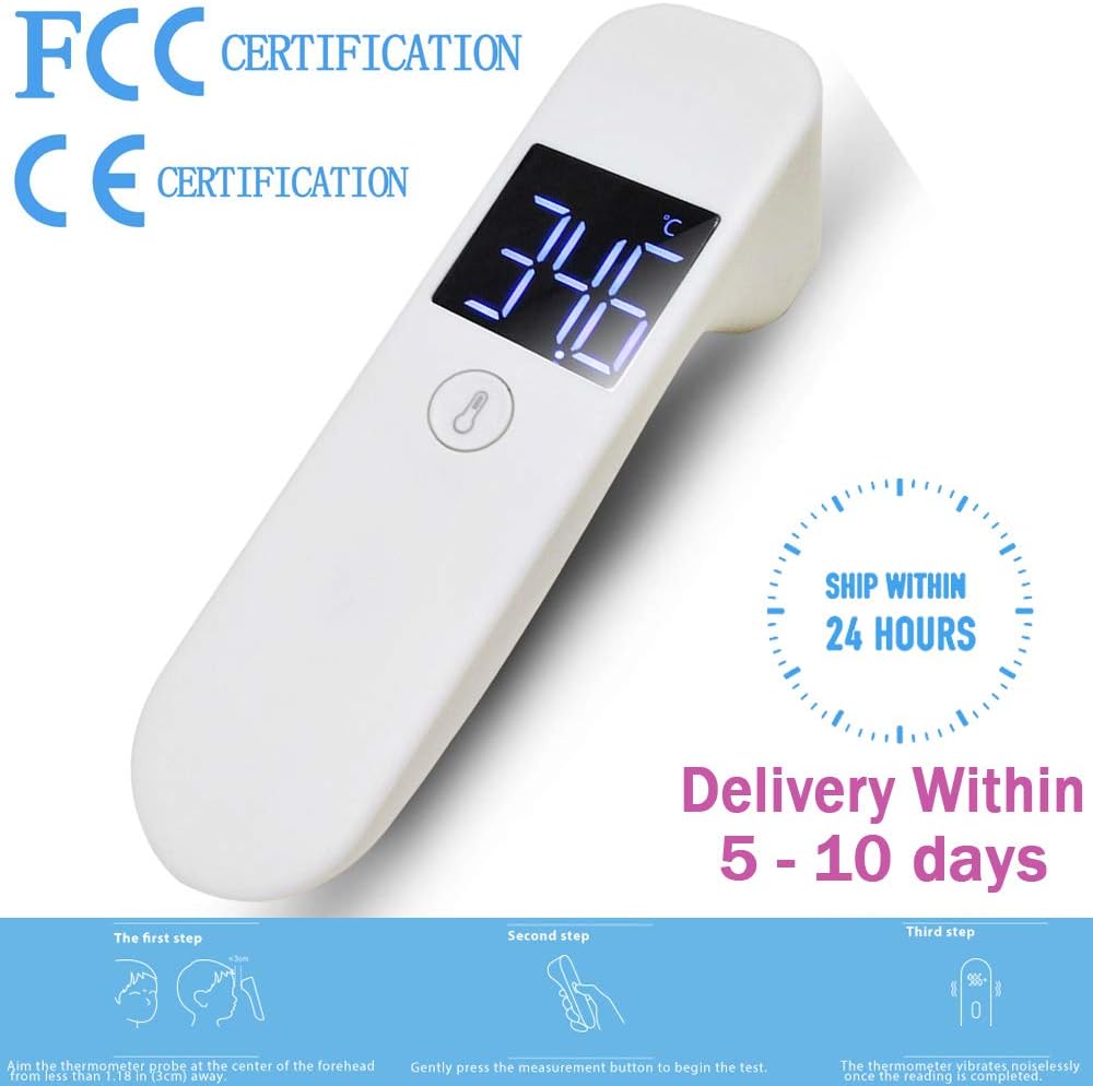 SOMUNS Infrared Forehead Thermometer for Adult,Digital Medical Infrared Thermometer Non Contact for Fever Forehead Thermometro with CE Approved for Baby Kid(White)