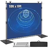 VEVOR 10ft x 10ft Pipe and Drape Kit, Heavy Duty Backdrop Stand with Carbon Steel Base, Adjustable Backdrop Support with 6 Cl