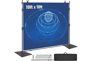 VEVOR 10ft x10ft Pipe and Drape Kit, Heavy Duty Backdrop Stand with Carbon Steel Base, Adjustable Backdrop Support with 2 Clamps and A Carry Bag for Wedding, Party, Event, Photography and Exhibition