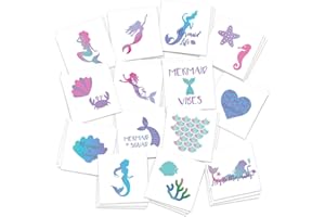 FashionTats Mermaid Temporary Tattoos | Pack of 42 Ombre Tattoos | Skin Safe | MADE IN THE USA