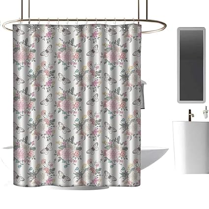 Amazon Com Bath Partition Curtain Fabric Shabby Chic Peonies