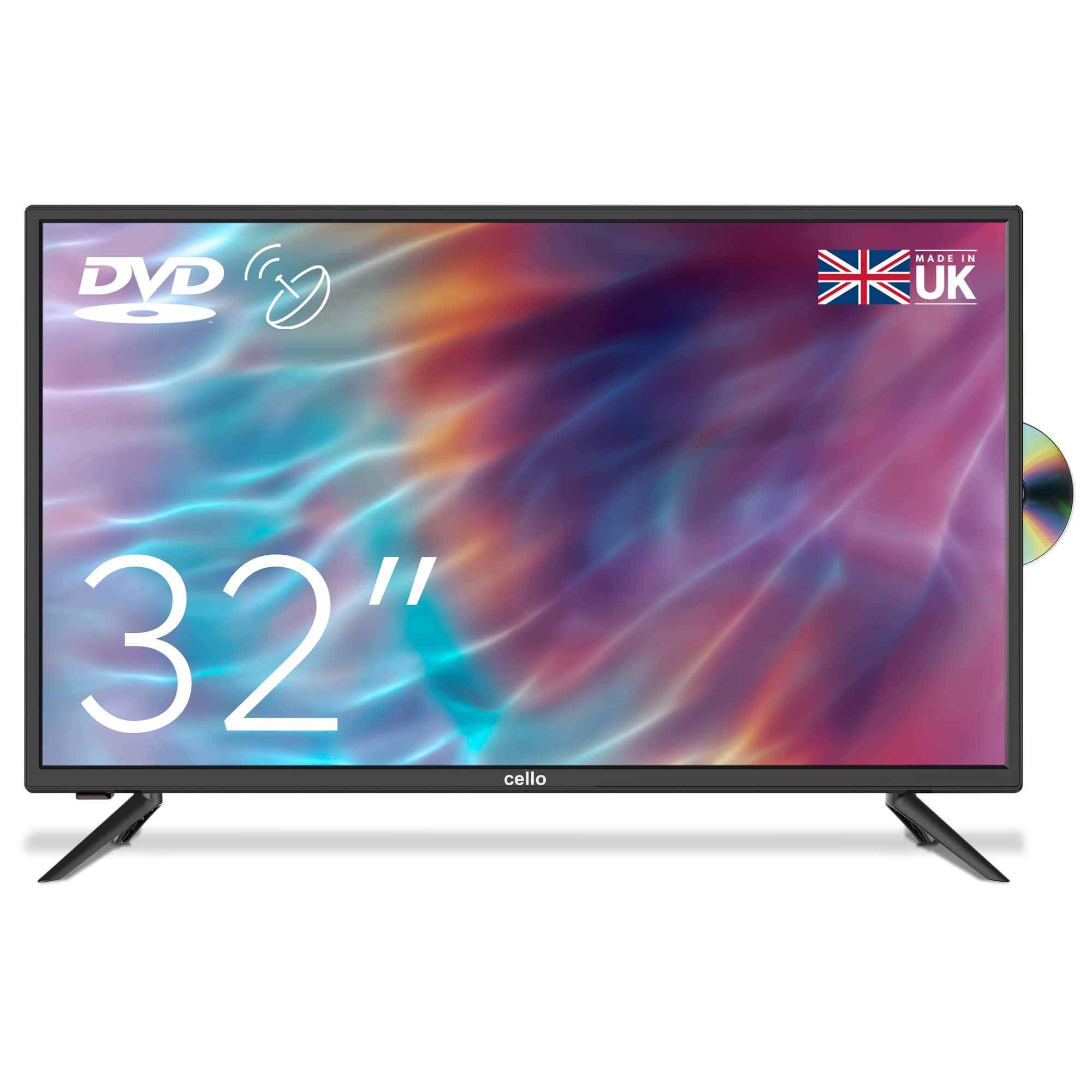Cello C3220F 32" inch HD Ready LED TV with built in DVD player with Freeview HD Built in Satellite receiver 3 X HDMI and USB 2.0 to record Live TV Made in the UK,Black