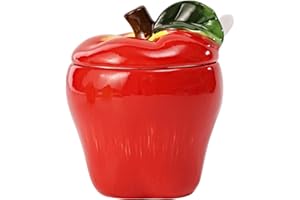 Hand-Painted Ceramic Fruit Shape Sugar Bowl Spice Jar Seasoning Pot with Lid Spoon