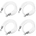 Hrokz 5 Ft Velvet Stanchion Ropes White, 4 Pack Crowd Control Rope Safety Queue Barrier with Silver Hook, VIP Rope for Party Events Decor