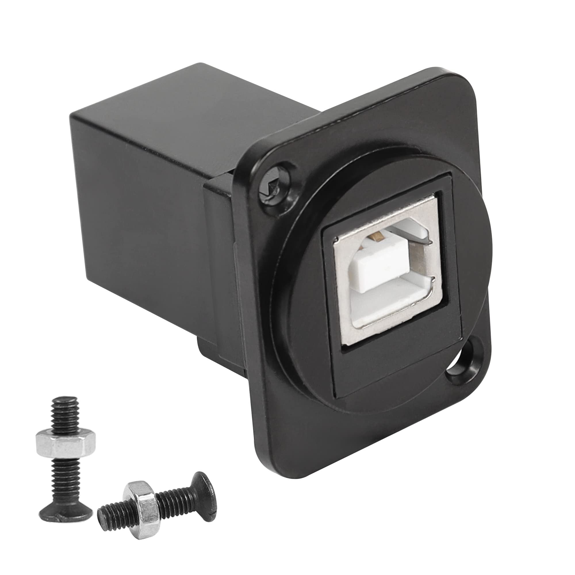 QIANRENON USB B Panel Mount Print Adapter USB 2.0 B Female to Female Print Jack Extender Connector, D-type and XLR Panel Mount,For Printers, Scanner and Fax Machine