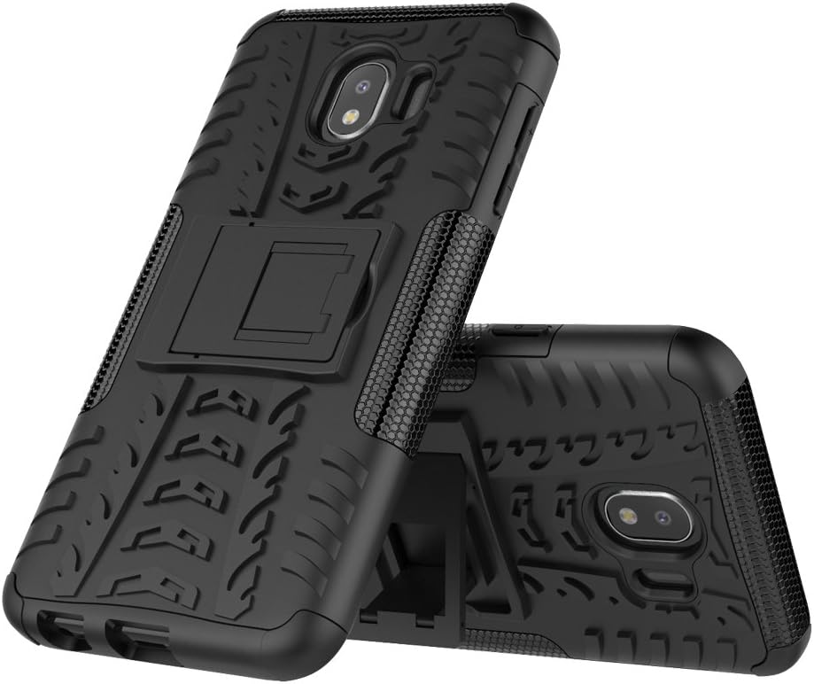 for Samsung Galaxy J1 Mini Prime/J106 Case Hard Shell Soft TPU Thin Slim Military Grade Holder Stand Grip Protective Cover (Black)