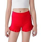 JOCMIC Girls Dance Athletic Shorts High Waisted Gymnastics Cartwheel Yoga Ruffle Shorts