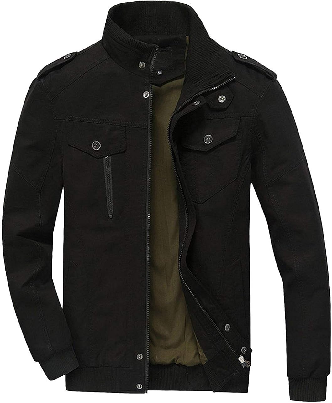 URBANFIND Men's Slim Fit Classic Fashion Navy Epaulet Casual Cotton